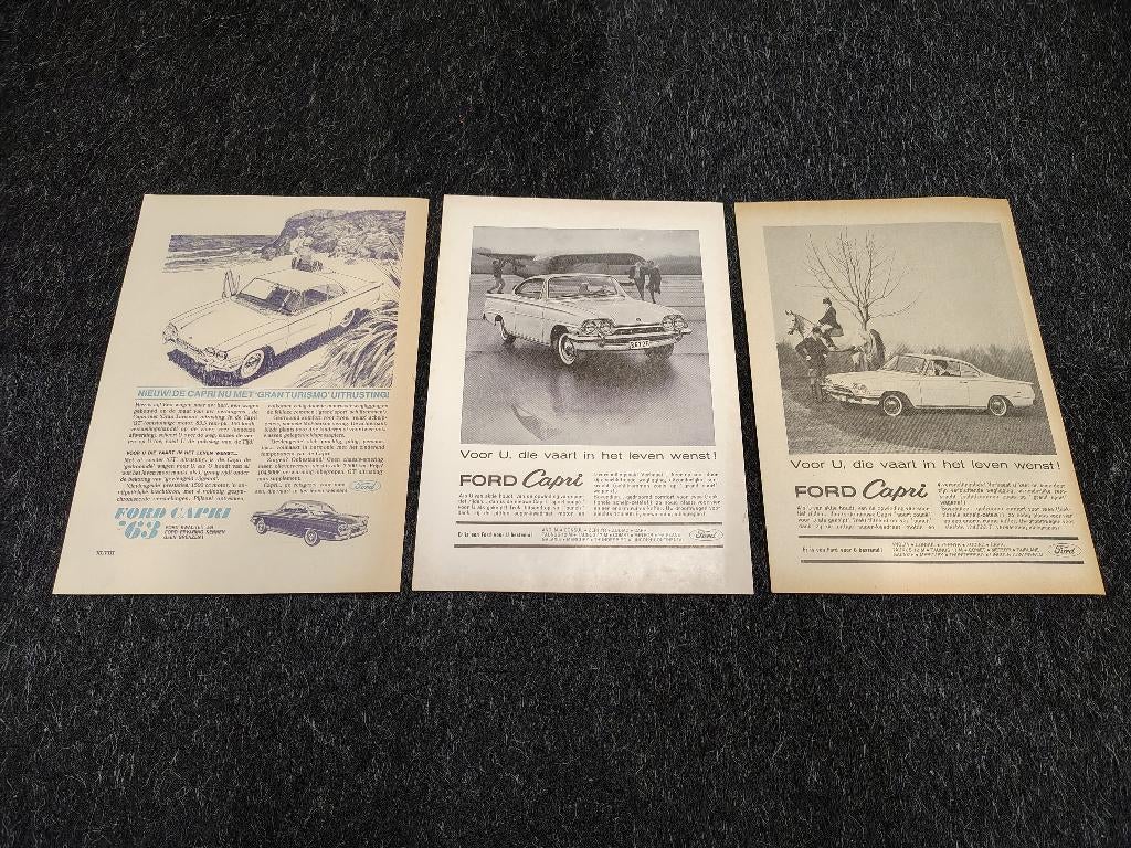 3x Reclame (A4) Ford Capri (1963), Verzenden, Auto's