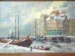 winterzicht AMSTERDAM ., olieverf in prima staat 295 euro, Antiek en Kunst, Ophalen of Verzenden