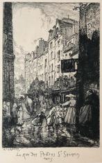 Auguste Lepère (1849-1918) Ets 'La Rue des Pretres St. Seve, Verzenden