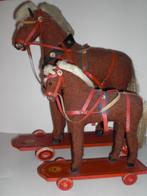 2 antieke vintage speelgoed paarden op wieltjes, Antiek en Kunst, Antiek | Speelgoed, Ophalen of Verzenden