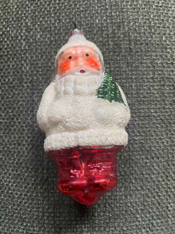 Antieke Kerstbal - Kerstman met Boompje, Diversen, Kerst, Ophalen of Verzenden