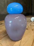 Glazen Vaas met Blauwe Bol, Gebruikt, Overige kleuren, Ophalen of Verzenden, Glas