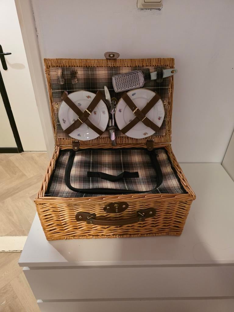 Vintage Picknickmand - Compleet, Ophalen, Gebruikt, Zonder inhoud