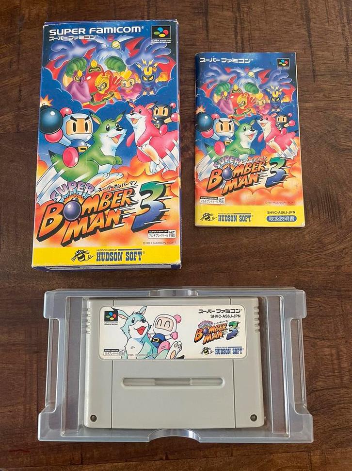 Super Bomberman 3 Super Nintendo SNES SFC CIB compleet NTSC, Spelcomputers en Games, Games | Nintendo Super NES, Zo goed als nieuw