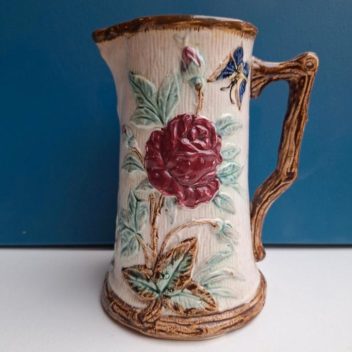 Majolica waterkan Wasmuel - Beboterde Aardewerk, Antiek en Kunst, Antiek | Vazen, Ophalen of Verzenden