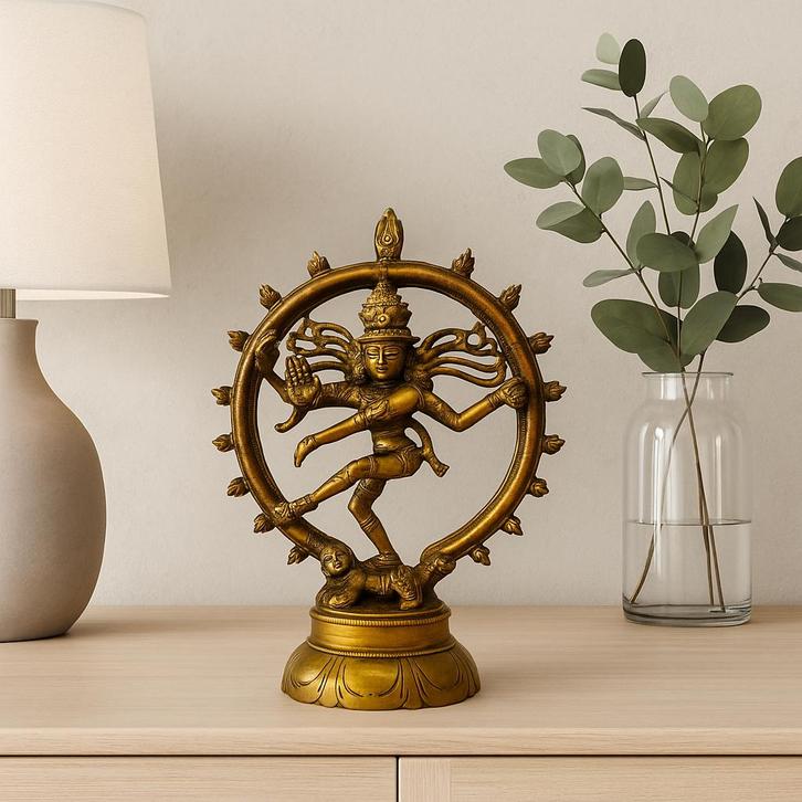 Shiva Nataraja beeld – massief messing/brons – 24 cm – Shiva, Antiek en Kunst, Kunst | Beelden en Houtsnijwerken, Ophalen of Verzenden