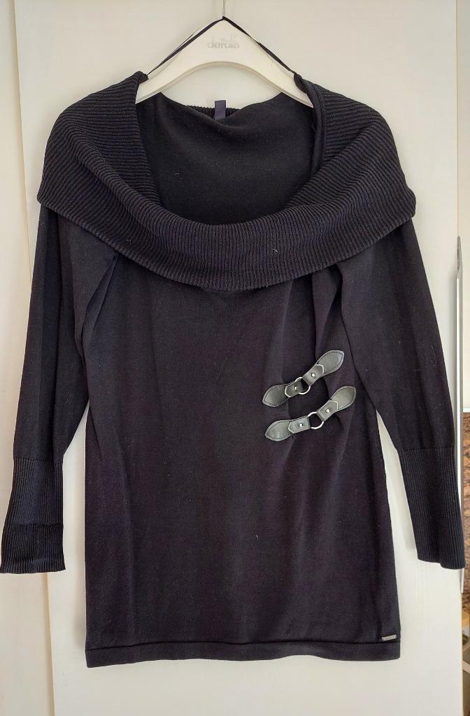 Zwarte acryl tuniek van Winck, maat L, Kleding | Dames, Truien en Vesten, Zo goed als nieuw, Maat 38/40 (M), Zwart, Ophalen of Verzenden