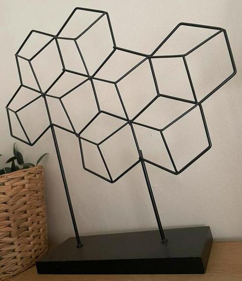 Kubus decoratie zwart metaal industrieel, Huis en Inrichting, Woonaccessoires | Overige, Zo goed als nieuw, Ophalen of Verzenden