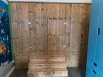 Houten bedstee met trapje, opbergladen en nachtkastje, Ophalen, Gebruikt, Tweepersoons, Hout