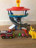 Paw Patrol uitkijktoren en twee auto’s en vijf figuren, Kinderen en Baby's, Speelgoed | Actiefiguren, Gebruikt, Ophalen