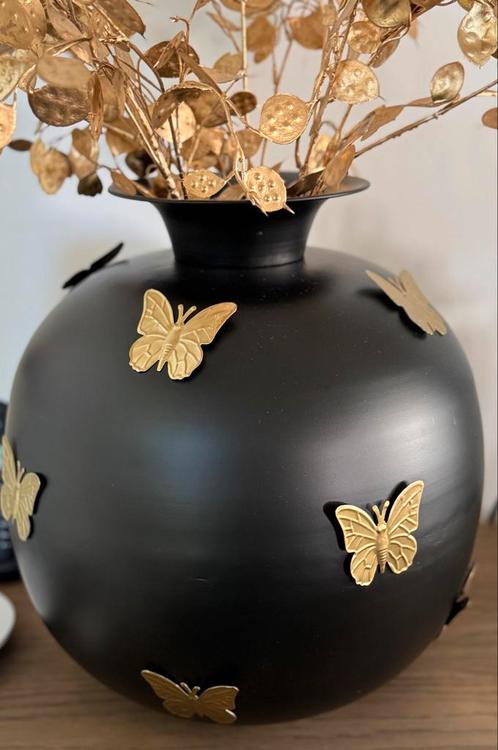Vlindervazen - Zwart met Goud/Zwart, Huis en Inrichting, Woonaccessoires | Vazen, Nieuw, Zwart, Minder dan 50 cm, Overige materialen