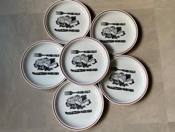Gien France 6 vintage kaasbordjes jaren 70 goede staat beschikbaar voor biedingen