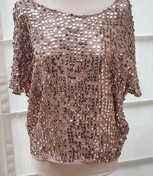 EsQualo Exclusive Top met pailletten/lovertjes, Kleding | Dames, Tops, Zo goed als nieuw, Maat 36 (S), Zonder mouw, Ophalen of Verzenden