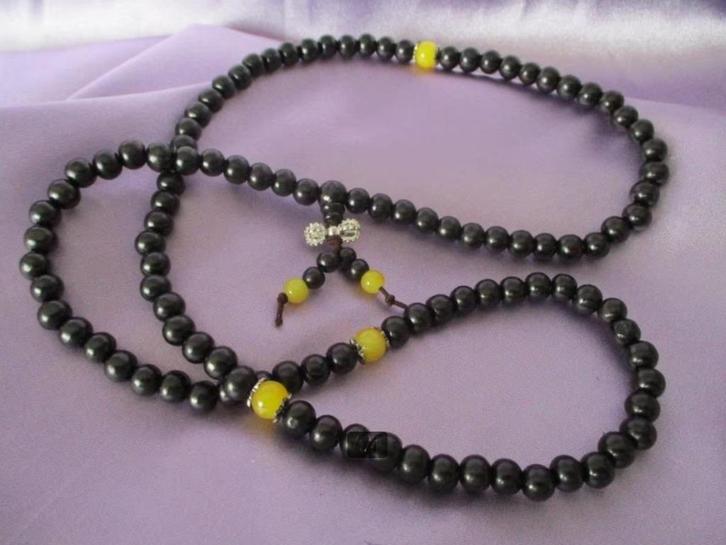 Boeddhistische Meditatie Mala, sandalwood met dorje, Sieraden, Tassen en Uiterlijk, Kettingen, Nieuw, Overige materialen, Zwart