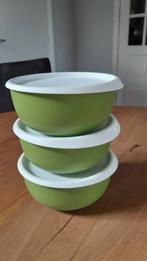 3X 550 ml groene Tupperware  bakjes/kom met witte deksels, Huis en Inrichting, Keuken | Tupperware, Ophalen of Verzenden, Zo goed als nieuw