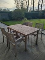 Tuintafel met 4 stoelen hardhout teak, Ophalen, 4 zitplaatsen, Gebruikt, Teakhout