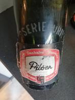 8 GROTE OUDE BELGISCHE BIER FLESSEN 30 CM HOOGTE +Gegraveerd, Gebruikt, Gebruiksvoorwerp, Ophalen of Verzenden, X