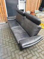 Zwarte leren bank - ong. 2 meter ook een lounge stand, Huis en Inrichting, Ophalen, Gebruikt, 150 tot 200 cm, Driepersoons