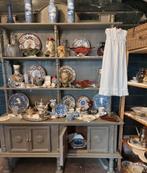 Open grijze 2 delig Brocante kast, Antiek en Kunst, Ophalen
