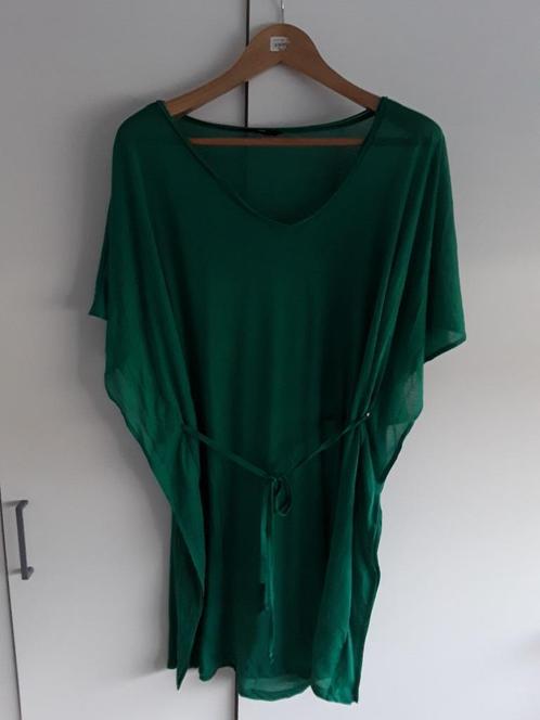 H&M Groene Jurk Met V-hals En Ceintuur Maat XL, Kleding | Dames, Jurken, Zo goed als nieuw, Maat 46/48 (XL) of groter, Groen, Boven de knie