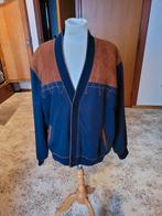 Pedro Bernat vest blauw met bruine suede 52, Maat 52/54 (L), Pedro Bernat, Blauw, Ophalen of Verzenden