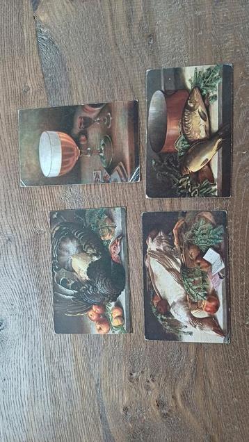 4 vintage ansichtkaarten jacht herfst stilleven beschikbaar voor biedingen