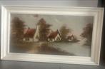 Klassiek schilderij - Boerderijlandschap in lijst.  Olieverf, Ophalen of Verzenden