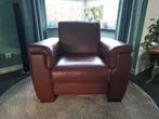 Bruine leren robuuste en brede stoel, zeer weinig gebruikt, Huis en Inrichting, Fauteuils, Ophalen, Gebruikt, Leer