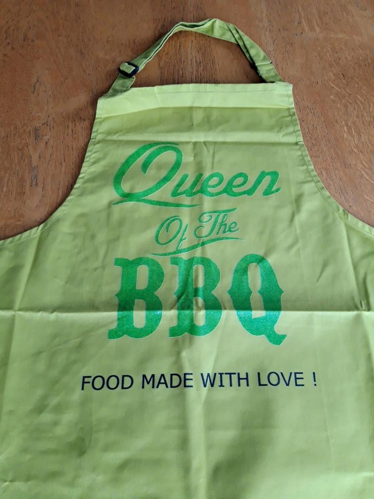 Schort keukenschort groen Queen of the BBQ tekst NIEUW, Ophalen of Verzenden, Nieuw, Groen, Schort