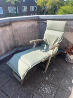 Houten tuinstoel / ligstoel met voetensteun, Tuin en Terras, Tuinstoelen, Ophalen, Gebruikt, Hout, Verstelbaar