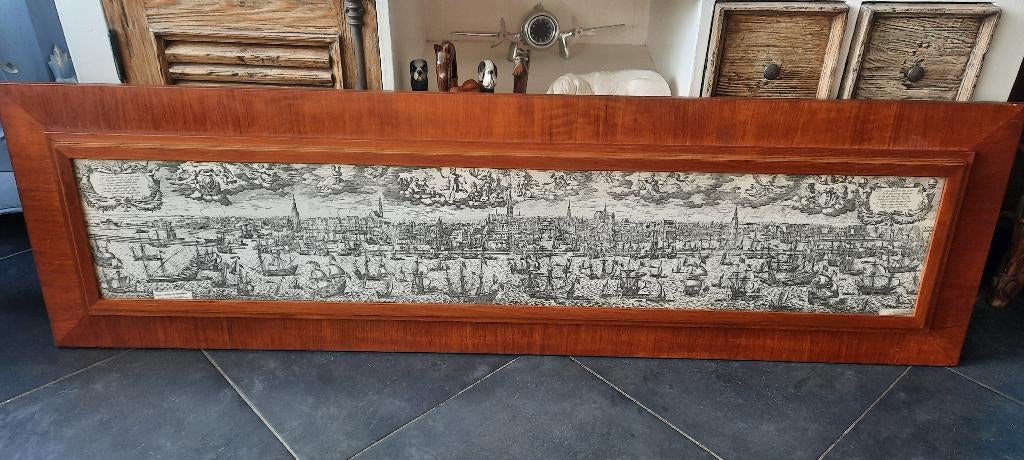 Jan Saenredam - Grote ingelijste panoramaprent Amsterdam, Ophalen of Verzenden