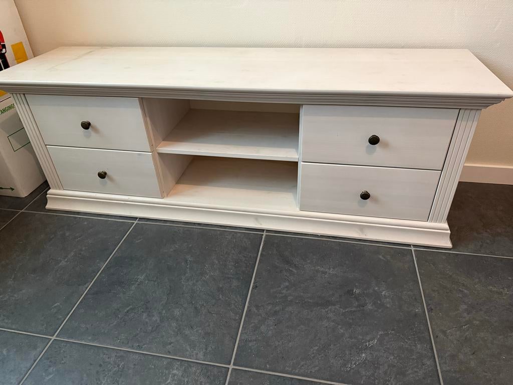 White wash tv kast, Huis en Inrichting, Ophalen, Gebruikt, 100 tot 150 cm, Minder dan 100 cm