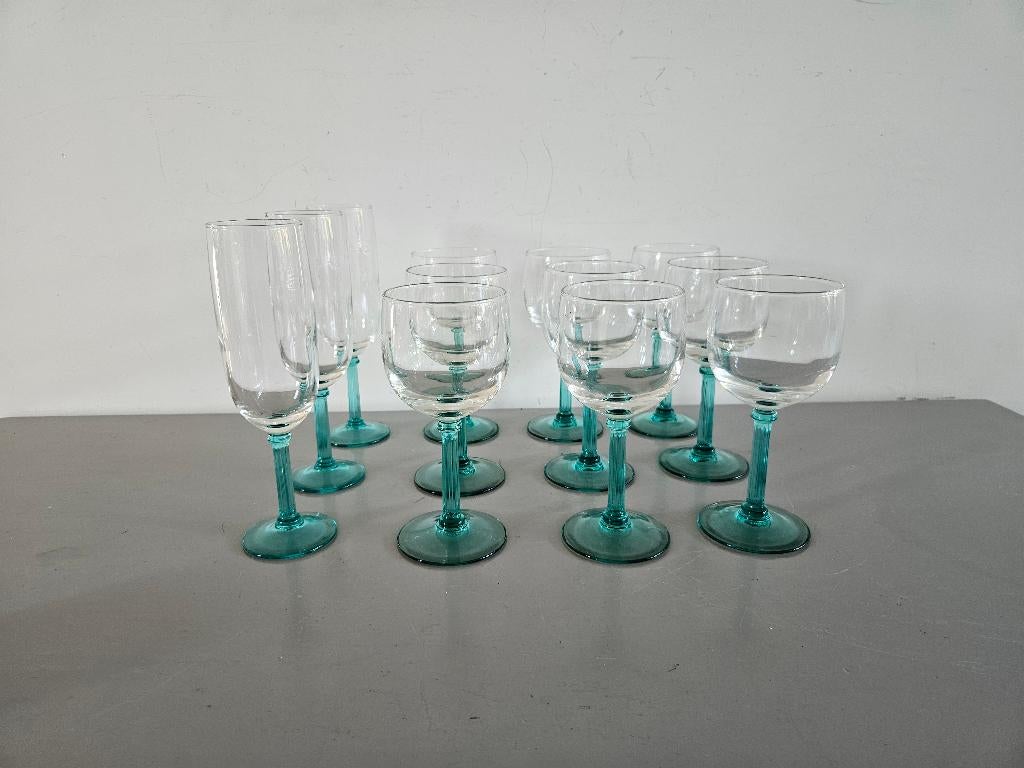 Luminarc wijglazen met mintgroene poot, Verzamelen, Glas en Borrelglaasjes, Ophalen of Verzenden, Overige typen