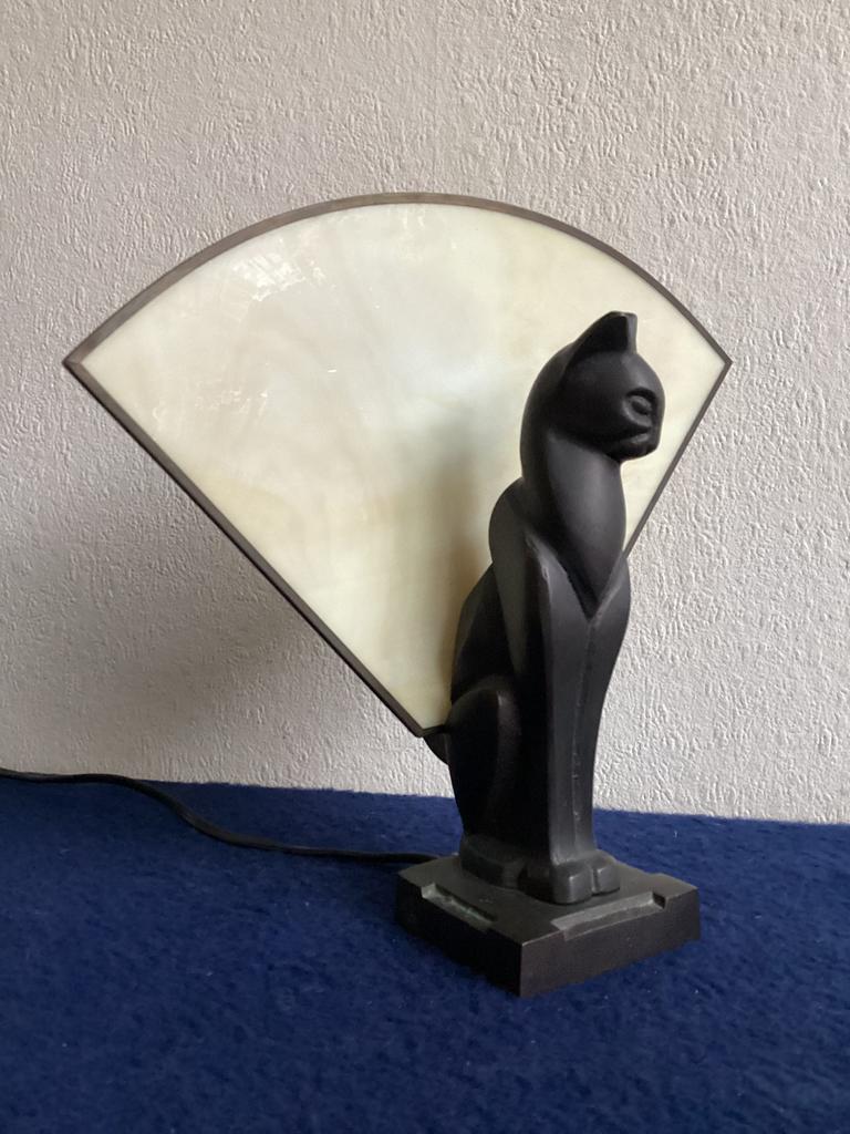 Art Deco stijl kattenlamp, Ophalen of Verzenden, Glas, Minder dan 50 cm