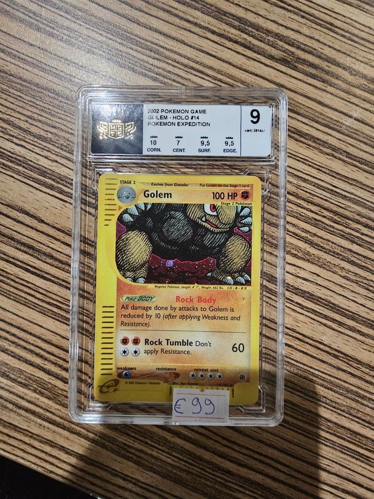 Golem WDTC Graded Pokémon Kaart - Holo #14 Expedition, Ophalen of Verzenden, Zo goed als nieuw, Losse kaart