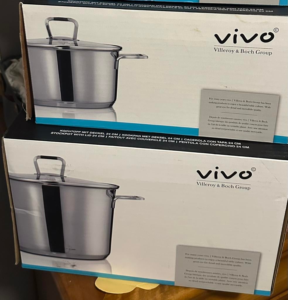 Vivo Villeroy en Boch pannen met deksel, Kookpan of Snelkookpan, Nieuw, Ophalen of Verzenden, Rvs