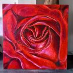 3D Reliëf Schilderij "Rode Roos" Handgeschilderd 100x100 cm, Ophalen