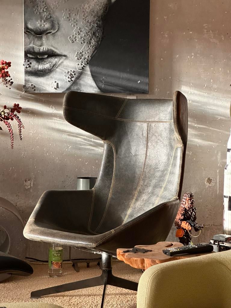 Moroso take a line for a walk met hocker, Huis en Inrichting, Ophalen, Zo goed als nieuw, 50 tot 75 cm, Leer