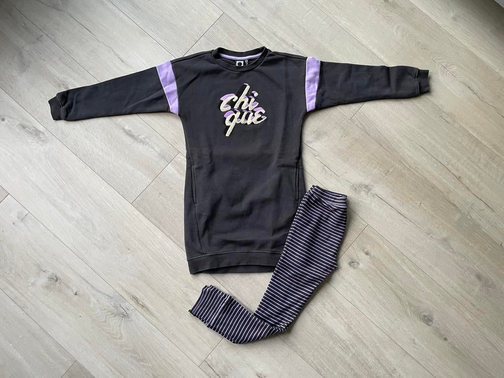Tumble ’n Dry jurk + legging – maat 134/140 antraciet / lila, Kinderen en Baby's, Kinderkleding | Maat 134, Ophalen of Verzenden