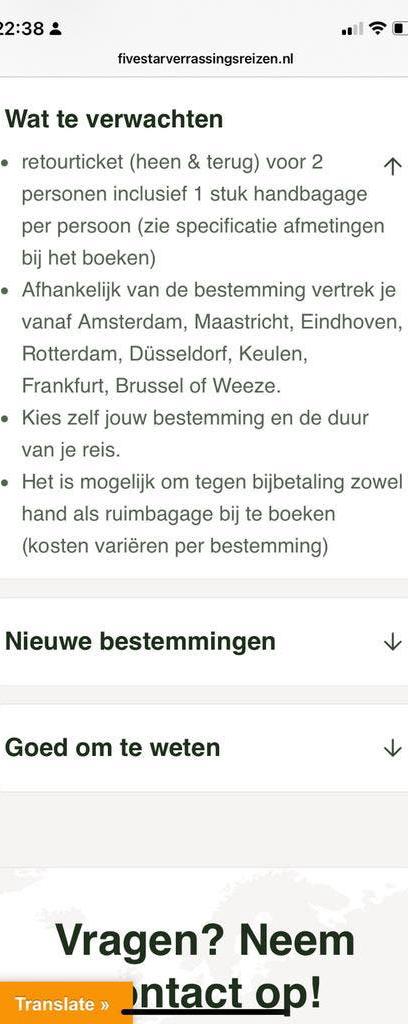 Gewonnen Europese reis voor 2, Twee personen