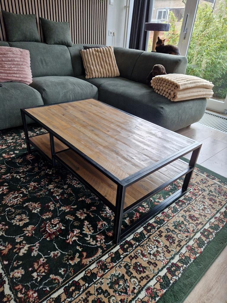Acacia houten salontafel, Ophalen, Gebruikt, 100 tot 150 cm, 50 tot 100 cm