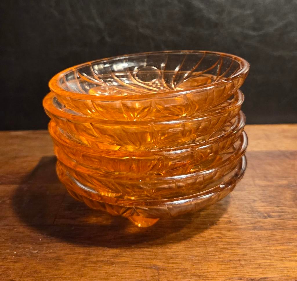 Art Deco schaaltjes - set 5 stuks, Antiek en Kunst, Antiek | Glas en Kristal, Ophalen of Verzenden