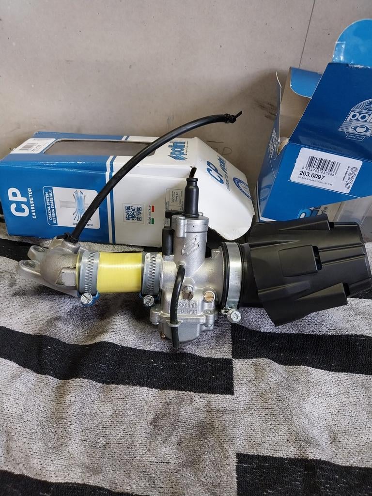 Polini 21mm carburateur set incl. spruitstuk en luchtfilter, Ophalen of Verzenden, Carburateur