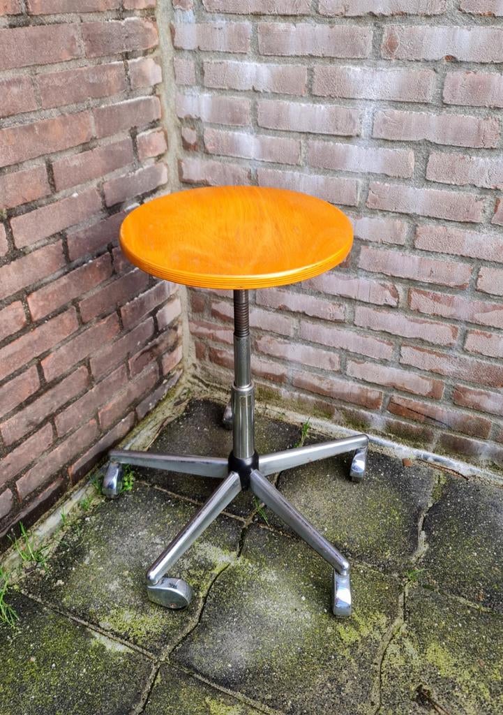 Architecten kruk werkkruk industrieel mooie zitting uniek, Ophalen, Gebruikt, Bruin, Bureaukruk