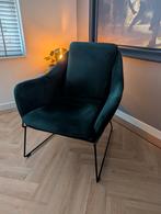 Goossens Valencia fauteuil - Velours groen, Ophalen, 75 tot 100 cm, Zo goed als nieuw, Stof