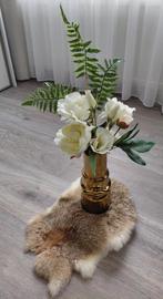 Aparte gouden lippen vaas  witte kunstbloemen pioen klaproos, Ophalen, Nieuw