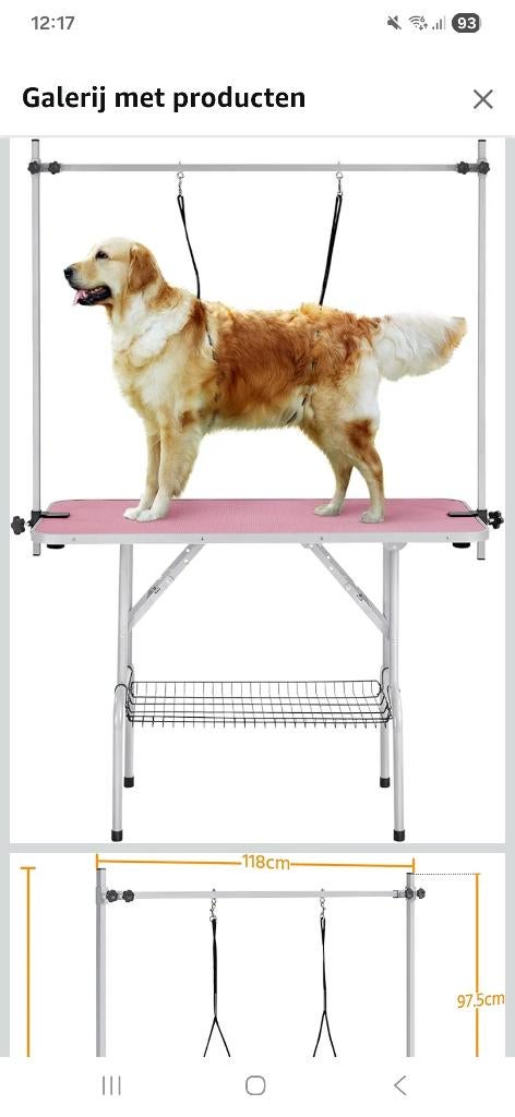 Trimtafel roze grote hond, Ophalen, Zo goed als nieuw