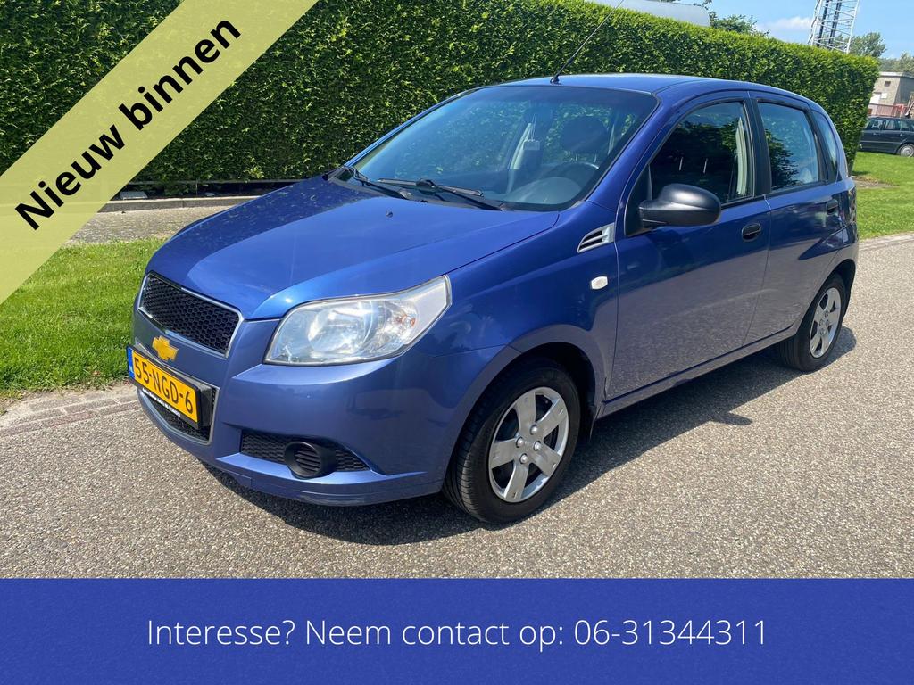 Zeer Nette Chevrolet Aveo 1.2 16V 5D 2010 Blauw Nieuwe Apk, Auto's, Voorwielaandrijving, 40 €/maand, Aveo, 4 cilinders