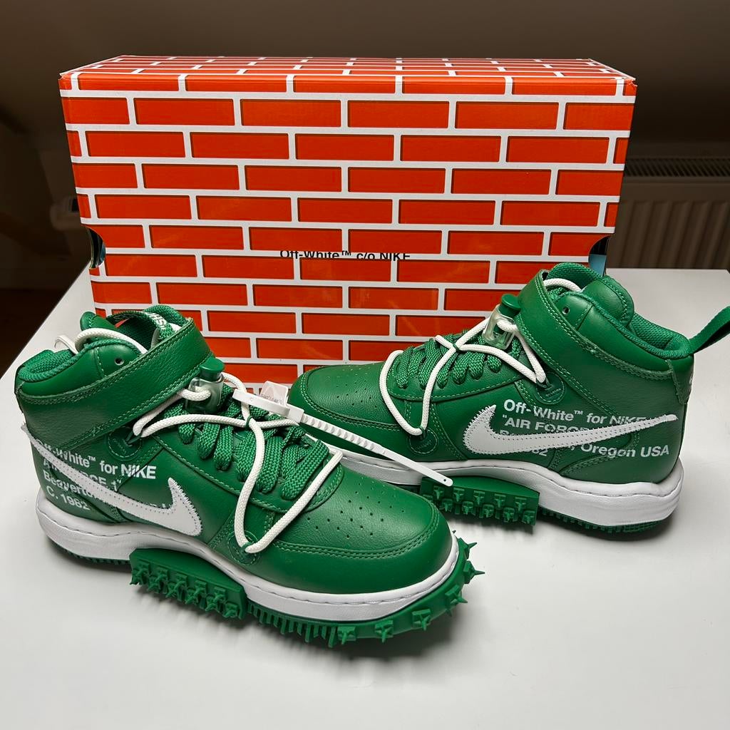 Nike Air Force 1 Mid, Off White Pine Green, 40, Ophalen of Verzenden, Nieuw, Wit