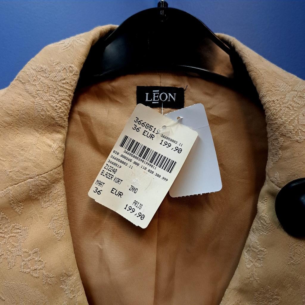Leon nieuwe blazer 3/4 mouwen goud/beige barok 36 nr 38973, Kleding | Dames, ., Beige, Leon, Ophalen of Verzenden